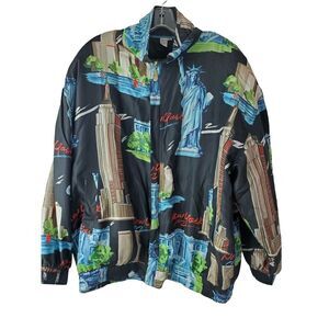 Fuda International Women's‎ 1X Silk Jacket VTG New York Empire State Building
